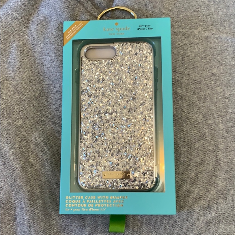Kate Spade iPhone 7 Plus Silver Glitter Case